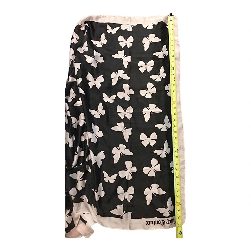 Juicy Couture black & white butterfly‎ print scarf wrap shawl ~35.5”x35.5 new